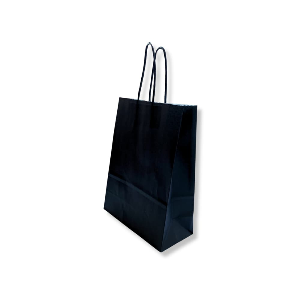 Saco 24x10x32cm Papel 100g c/Asas Preto 1un