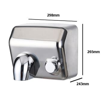 Secador de Mãos Elétrico com Botão 2300W PW-250A Aço