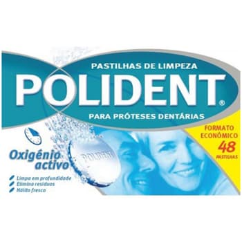 Pastilhas de Limpeza POLIDENT Próteses Dentárias 48un