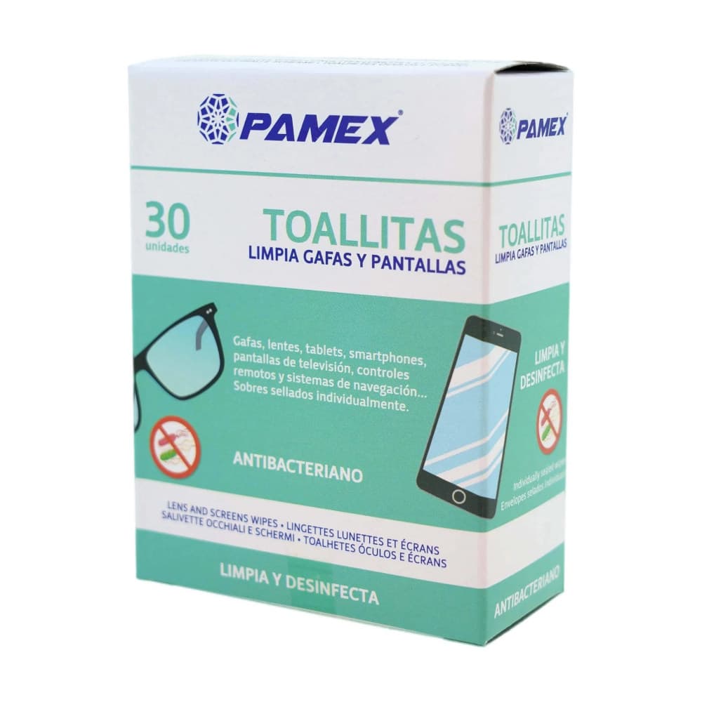 Toalhitas Limpa Lentes e Ecrans Pamex 30un