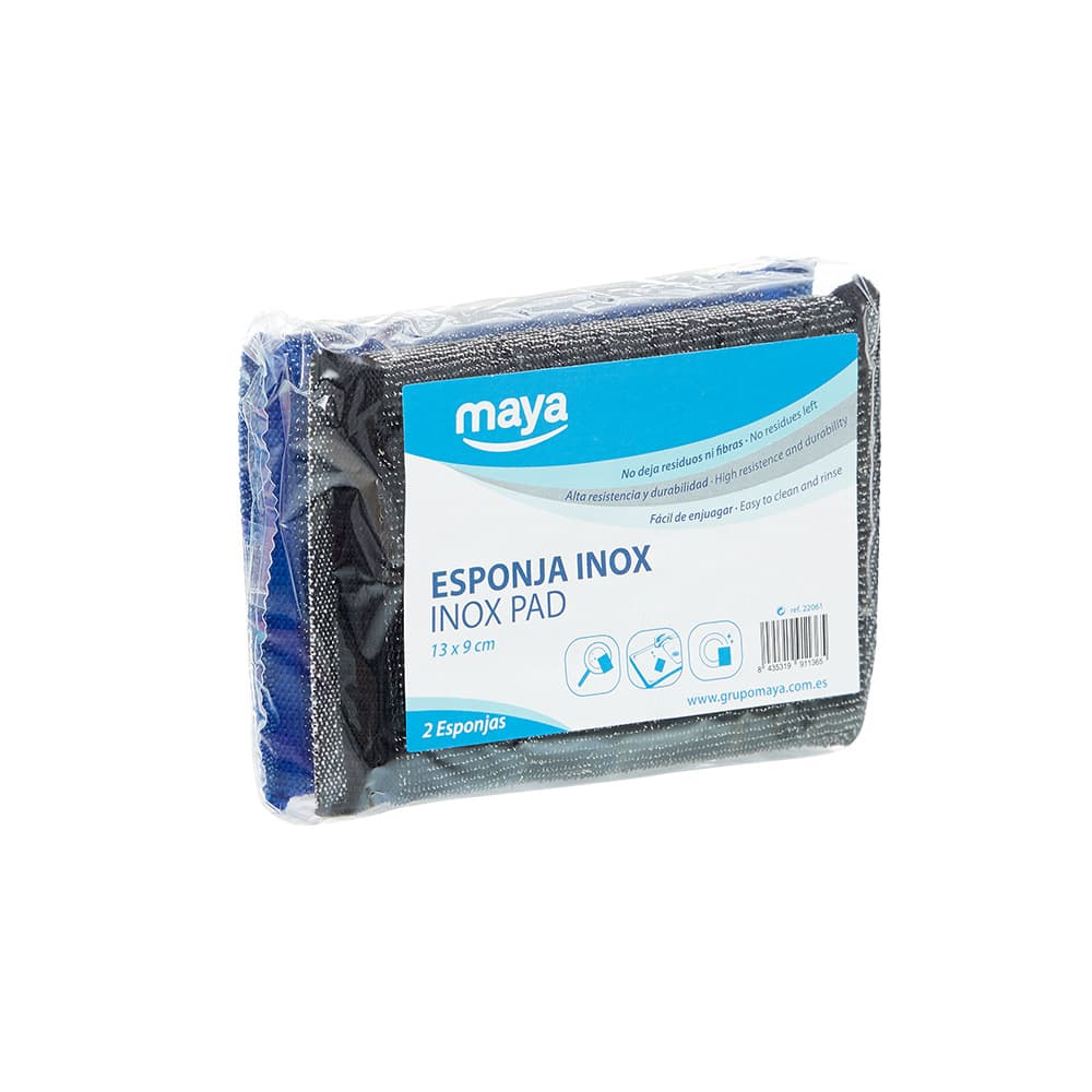 Esfregão Esponja Inox Preto+Azul Pack 2un