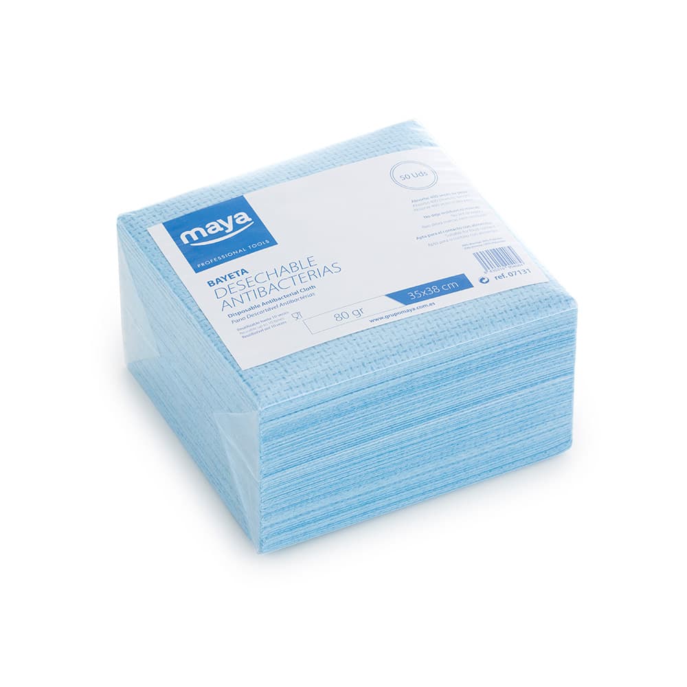 Pano Antibacteriano Descartável 35x38cm 80g Azul Pack 50un