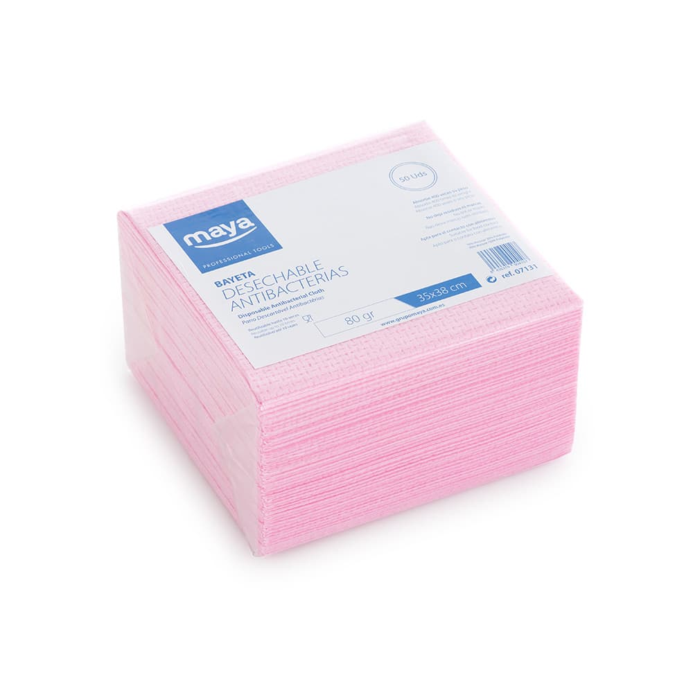 Pano Antibacteriano Descartável 35x38cm 80g Rosa Pack 50un