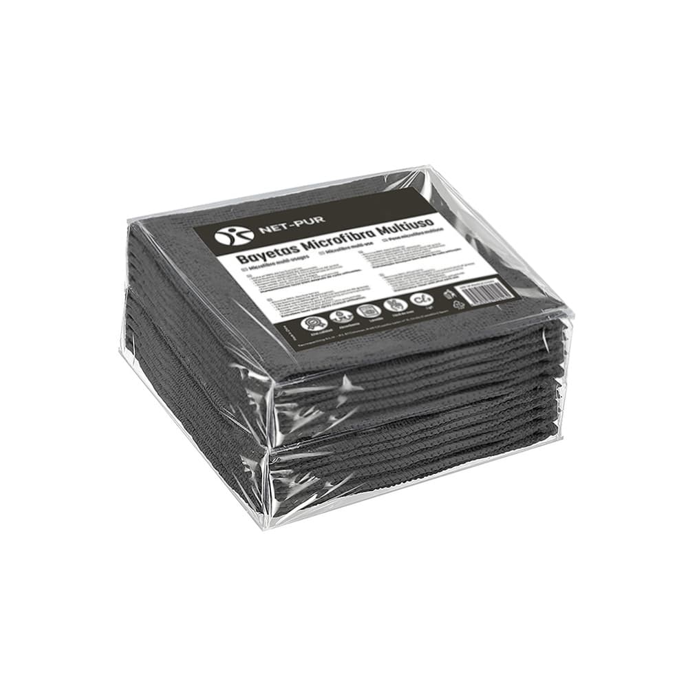 Pano Microfibra 30x40cm 280g Terry Preto Pack 10un