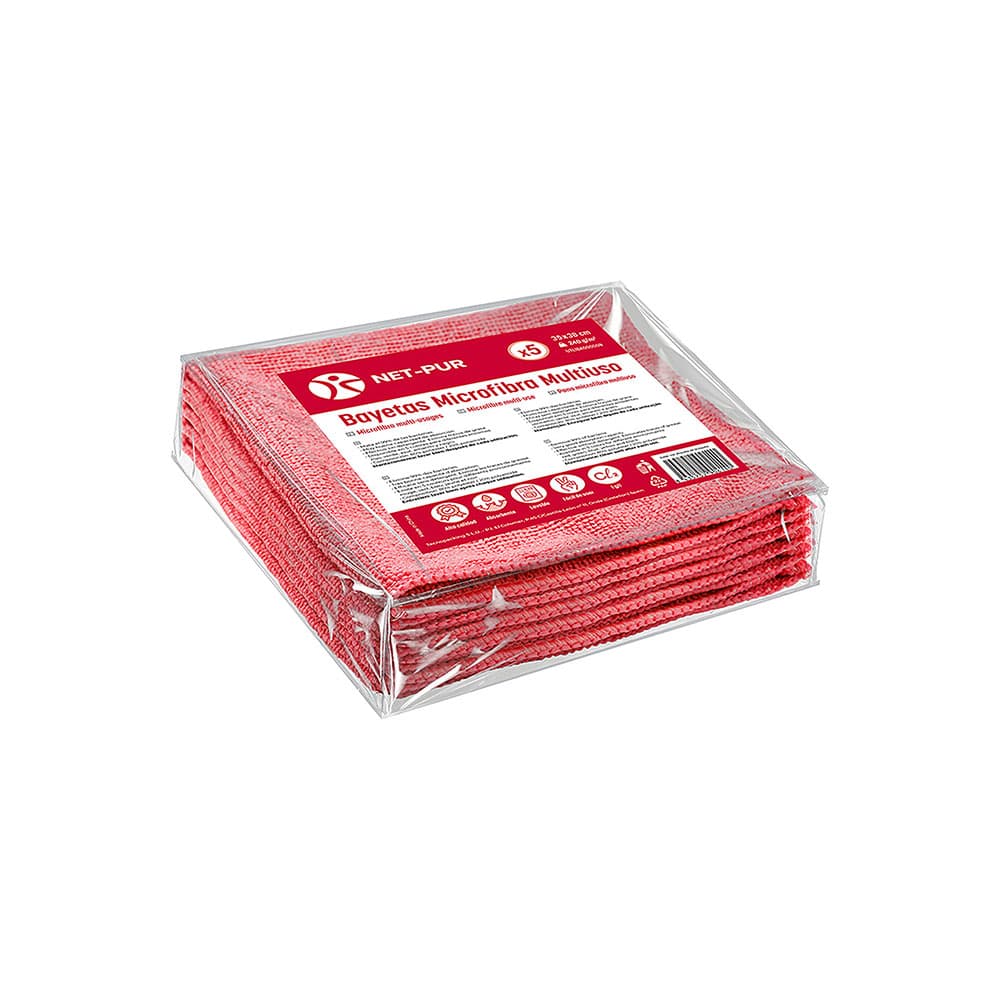 Pano Microfibra 35x38cm 240g Terry Vermelho Pack 5un