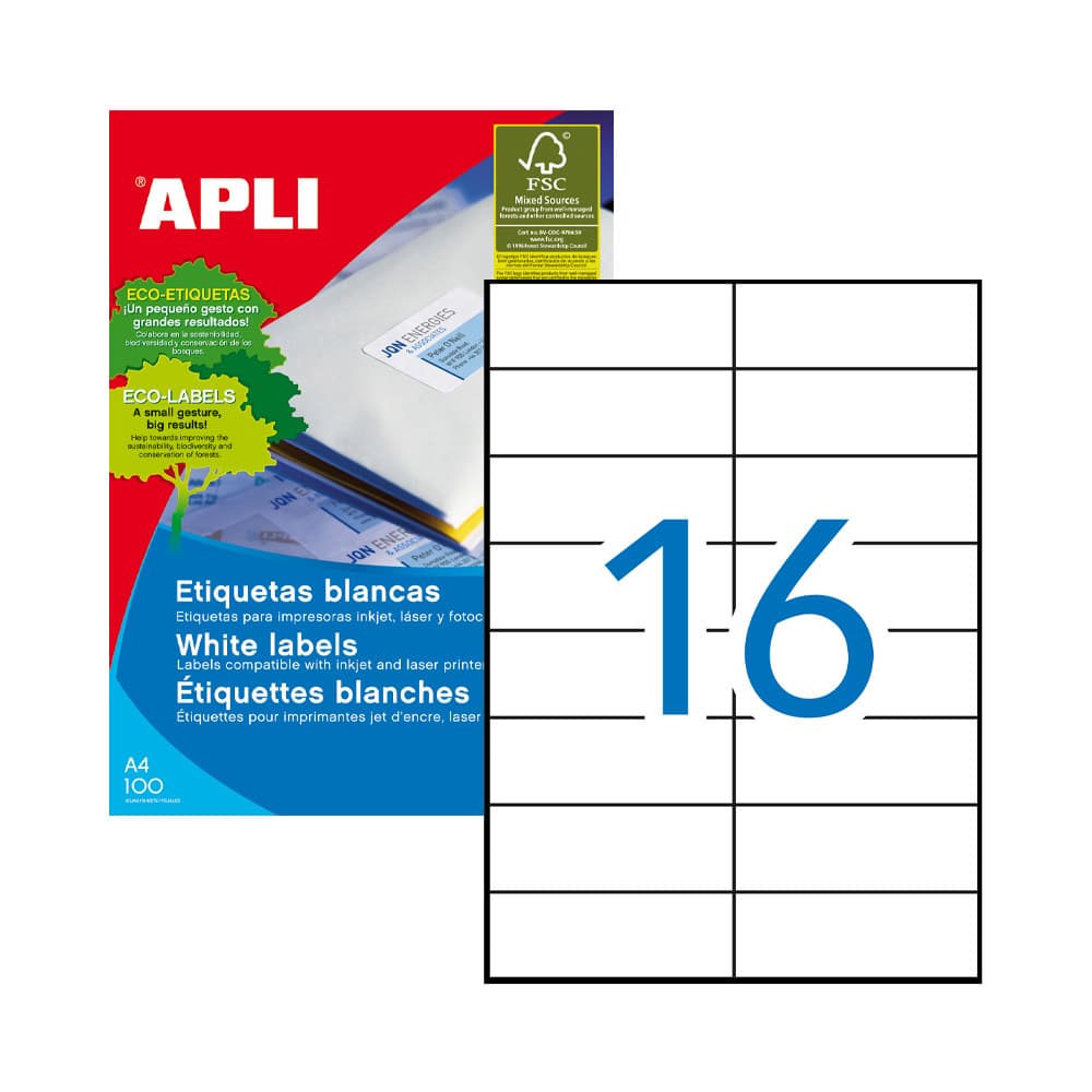 Etiquetas 105x037mm 100Fls Apli 1600un