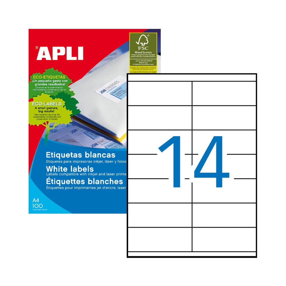 Etiquetas 105x040mm 100Fls A4 Apli 1400un