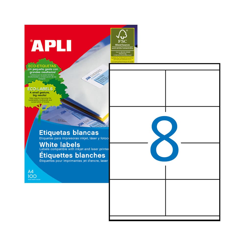 Etiquetas 105x070mm 100Fls A4 Apli 800un