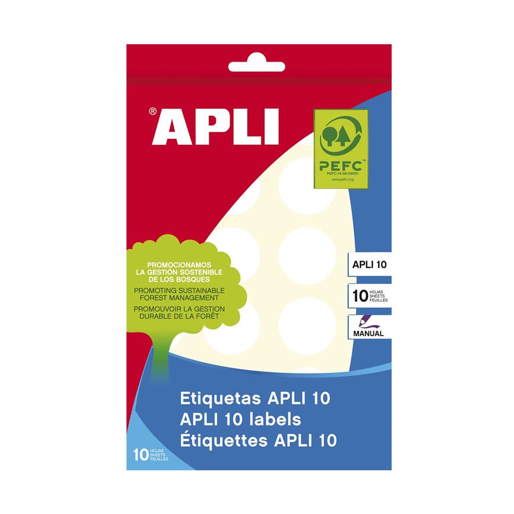 Etiquetas Redondas 25mm Branco Apli 1629 240un