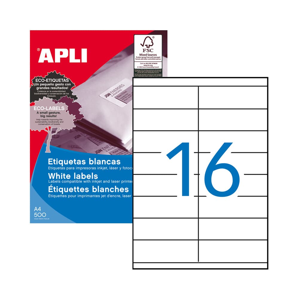 Etiquetas 105x035mm 500Fls A4 Apli 8000un