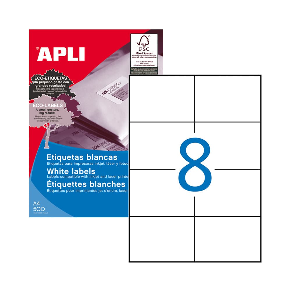 Etiquetas 105x074mm 500Fls A4 Apli 4000un