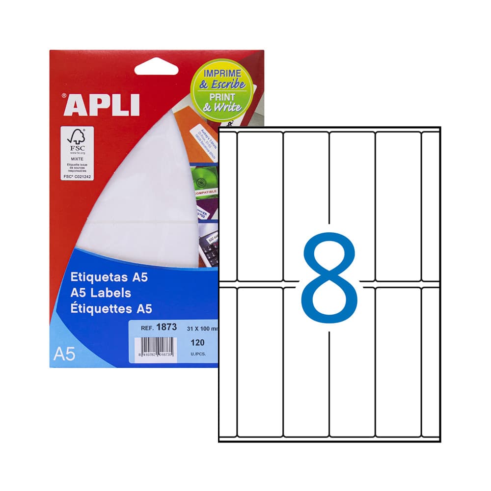 Etiquetas 031x100mm 15Fls A5 01873 Apli 120un