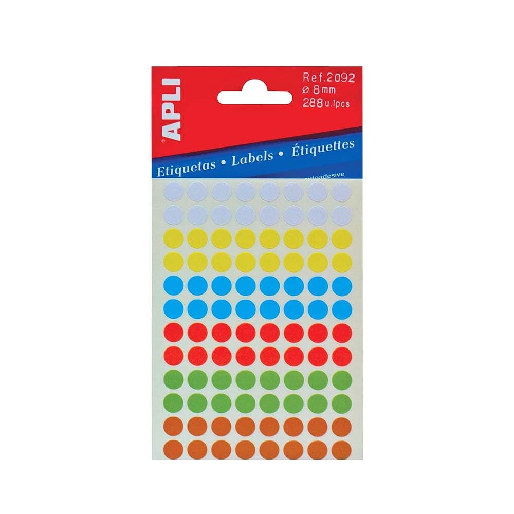Etiquetas Redondas 08mm Sortido Apli 288un