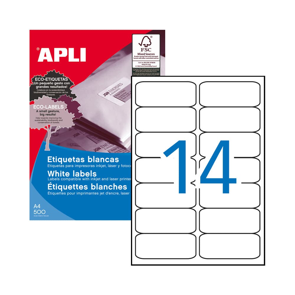 Etiquetas 099,1x038,1mm 100Fls Apli 1400un