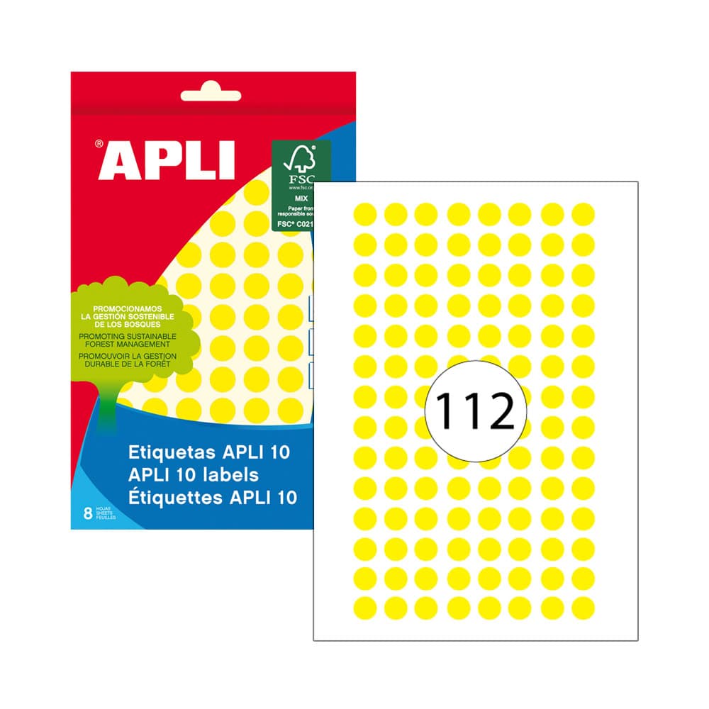 Etiquetas Redondas 10mm Amarelo 1008un