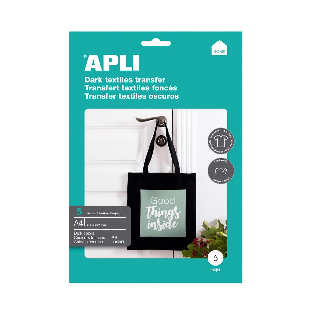 Papel Transfer T-Shirt InkJet A4 Apli Tecidos Escuros 5 Fls