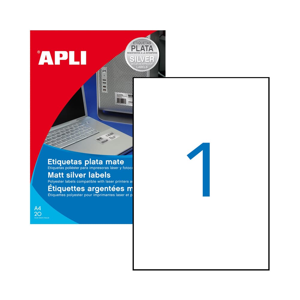 Etiquetas Resistentes 210x297mm 20Fls Poliester Mate 20un