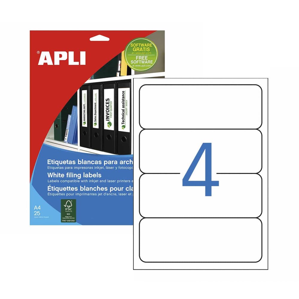 Etiquetas Adesivas 061x190mm Lombada L60 25Fls A4 Apli 100un