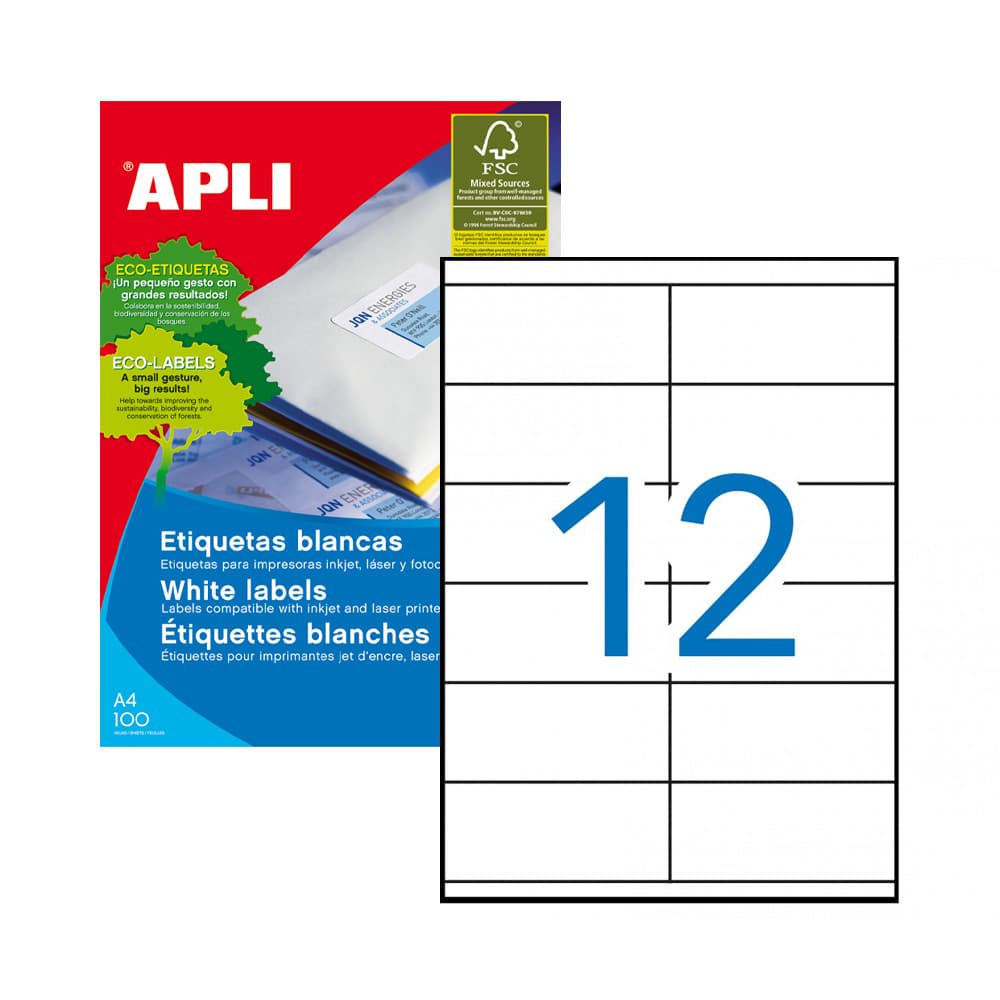 Etiquetas 105x048mm 100Fls A4 Apli 1200un