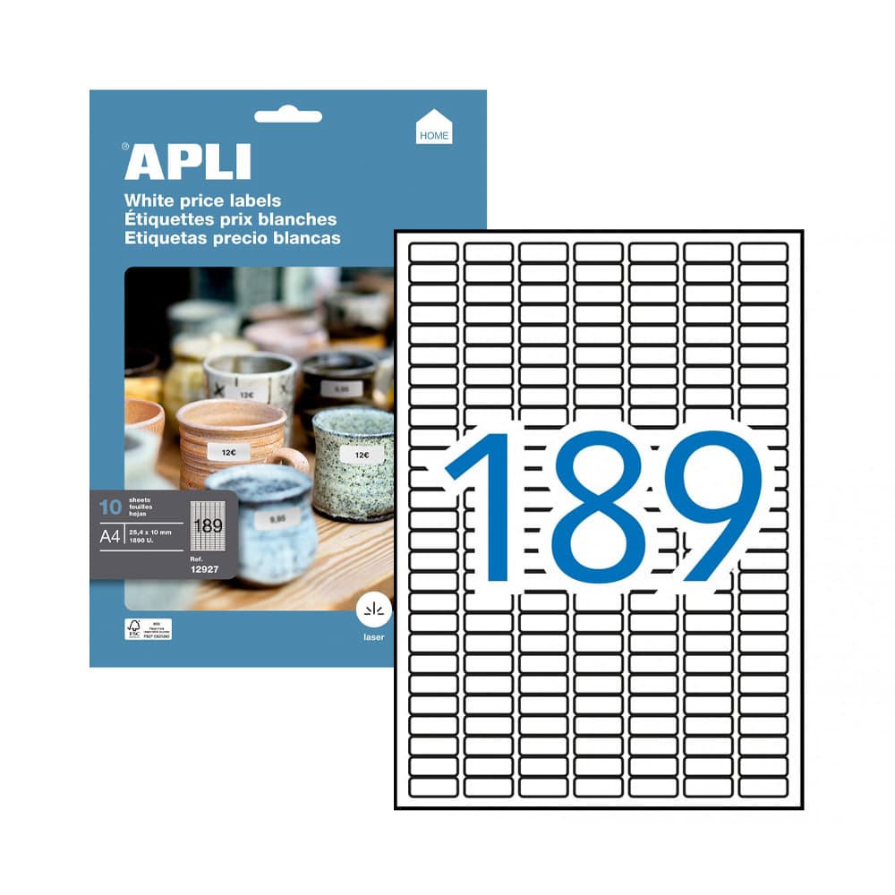 Etiquetas 025,4x010mm 10Fls A4 12927 Apli 1890un