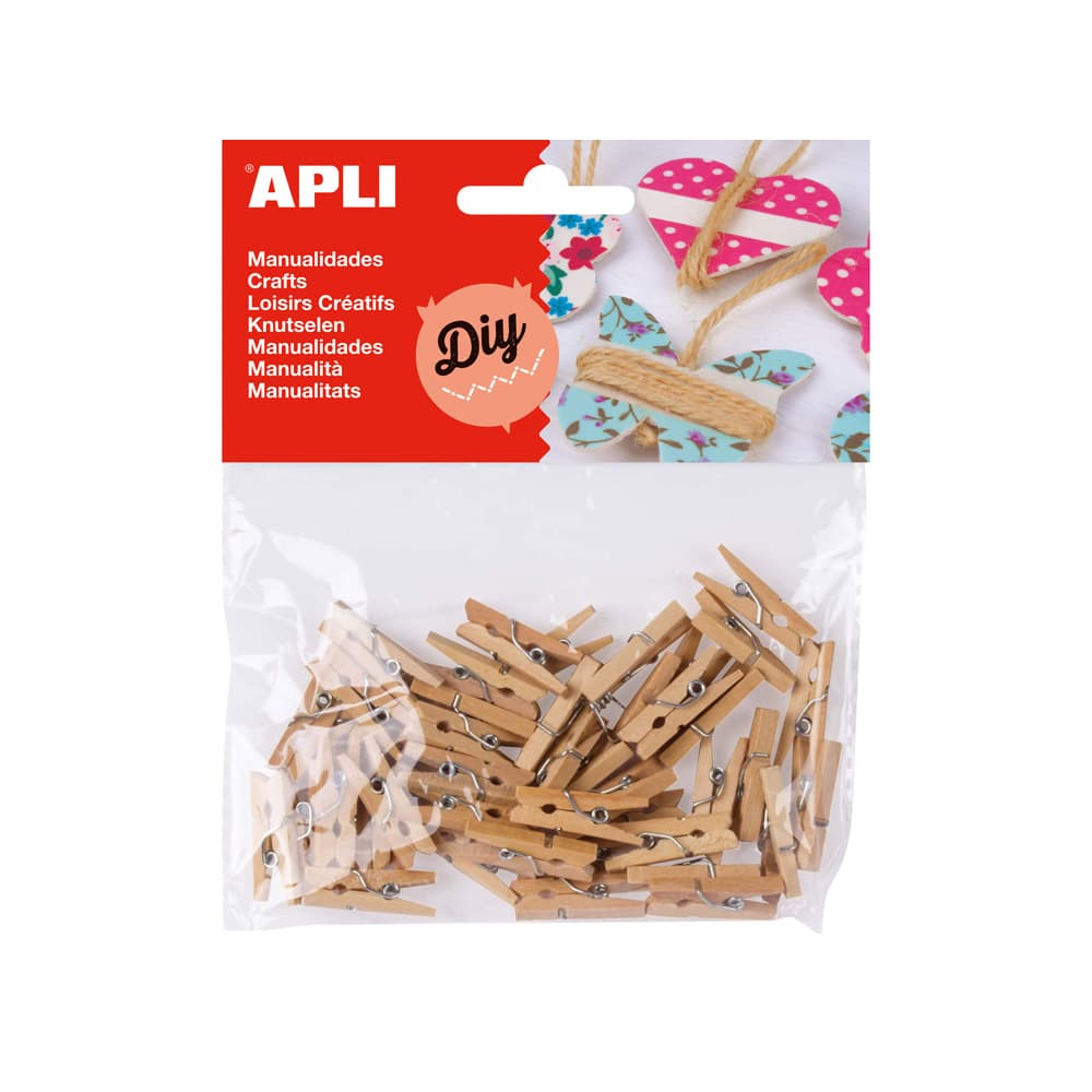 Mini Molas para Papéis Madeira 45un APLI