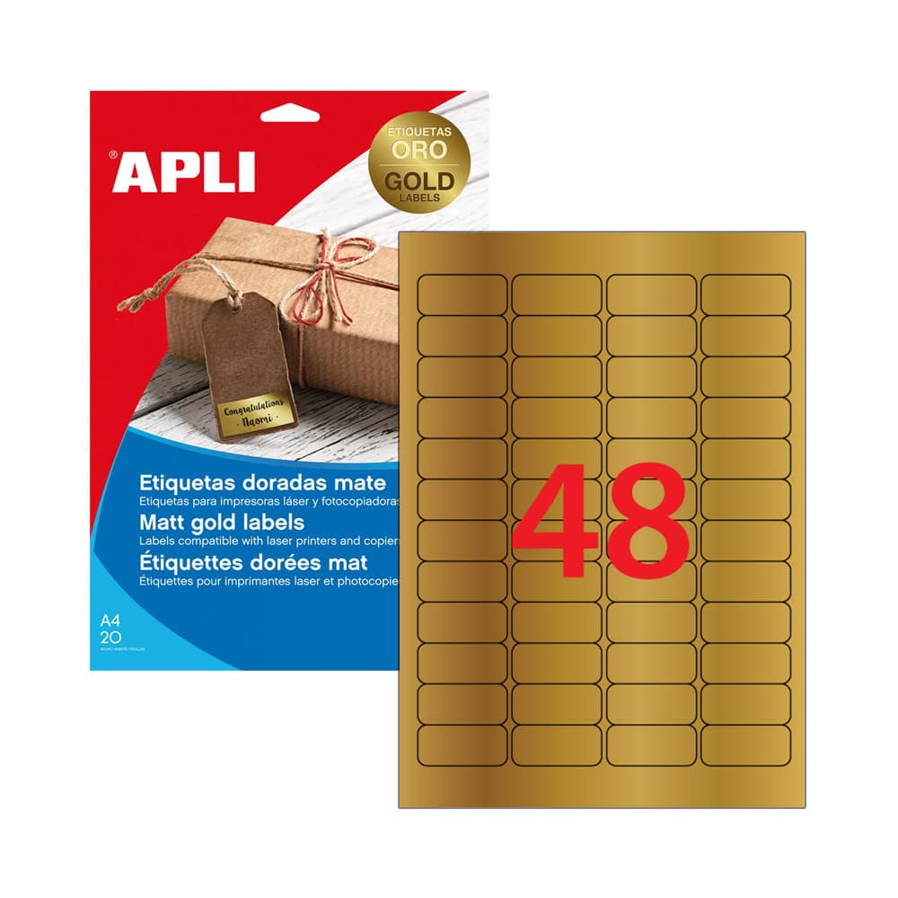 Etiquetas 045,7x021,2mm 20Fls A4 Dourado Apli 960un
