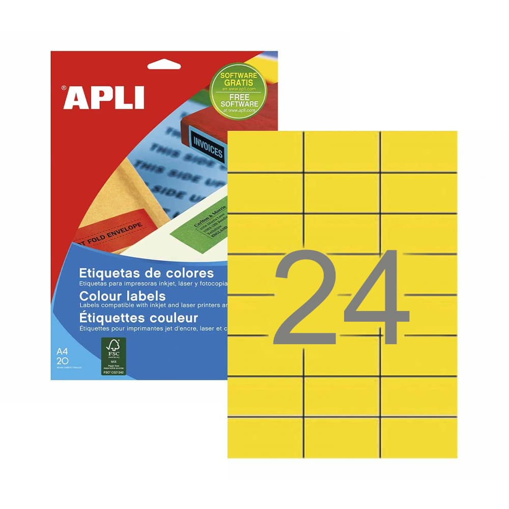 Etiquetas 070x037mm 20Fls A4 Amarelo Apli 480un