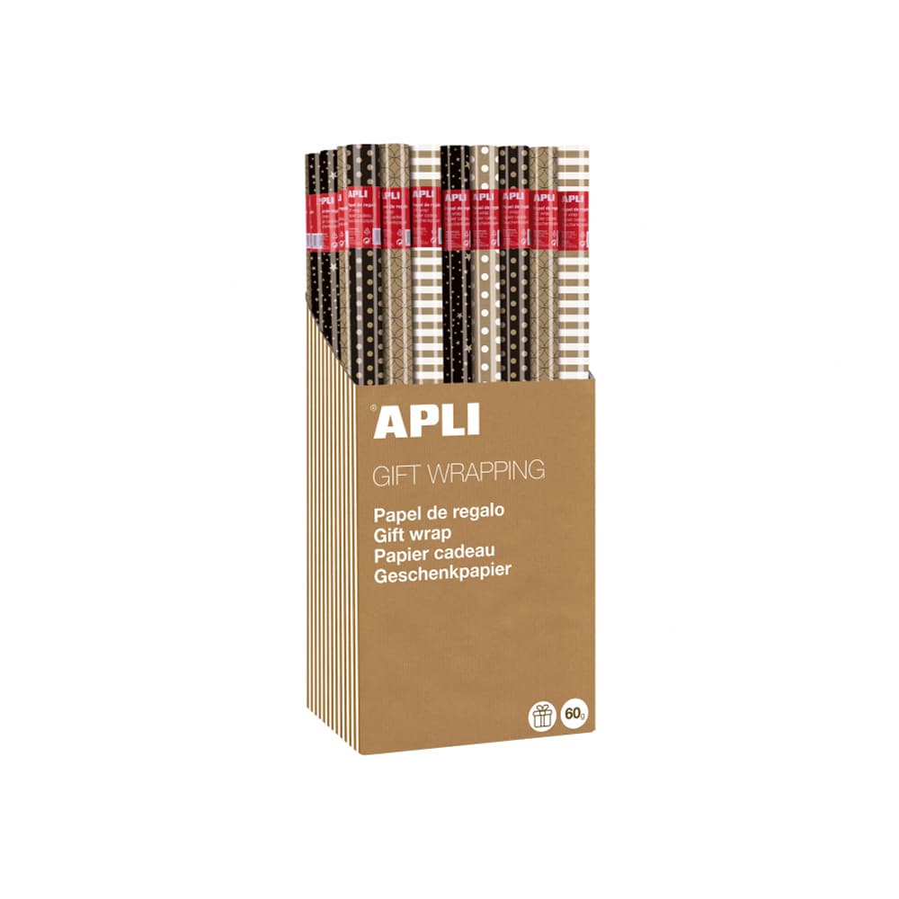 Papel Embrulho 70cmx2m Kraft Black & White Expositor 55un