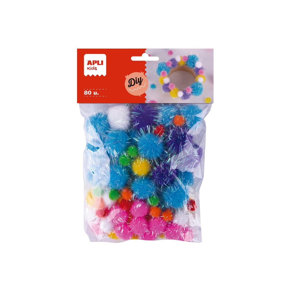 Pom Pom Glitter Apli Cores Sortidas 80un