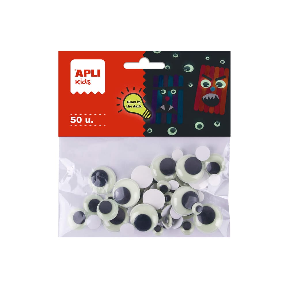 Olhinhos Redondos Apli Autocolantes Brilha no Escuro 50un