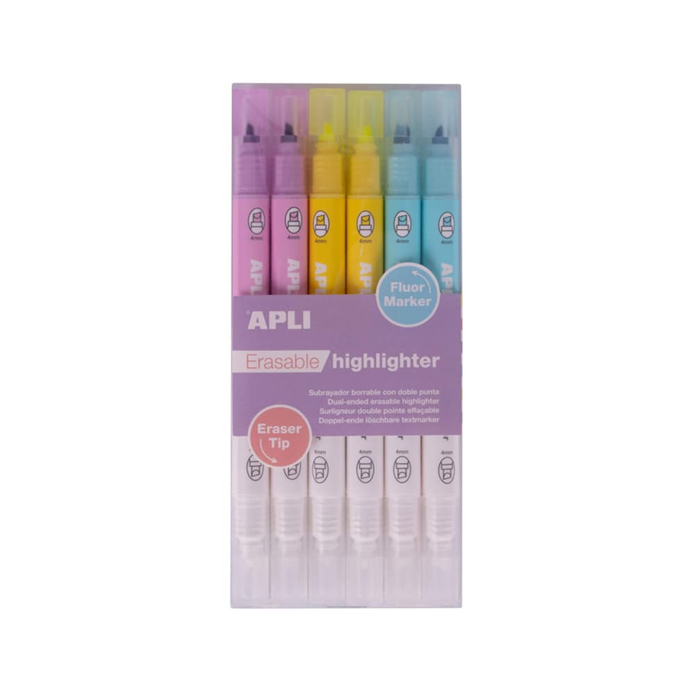 Marcador Apagável Dupla Ponta Apli 6un