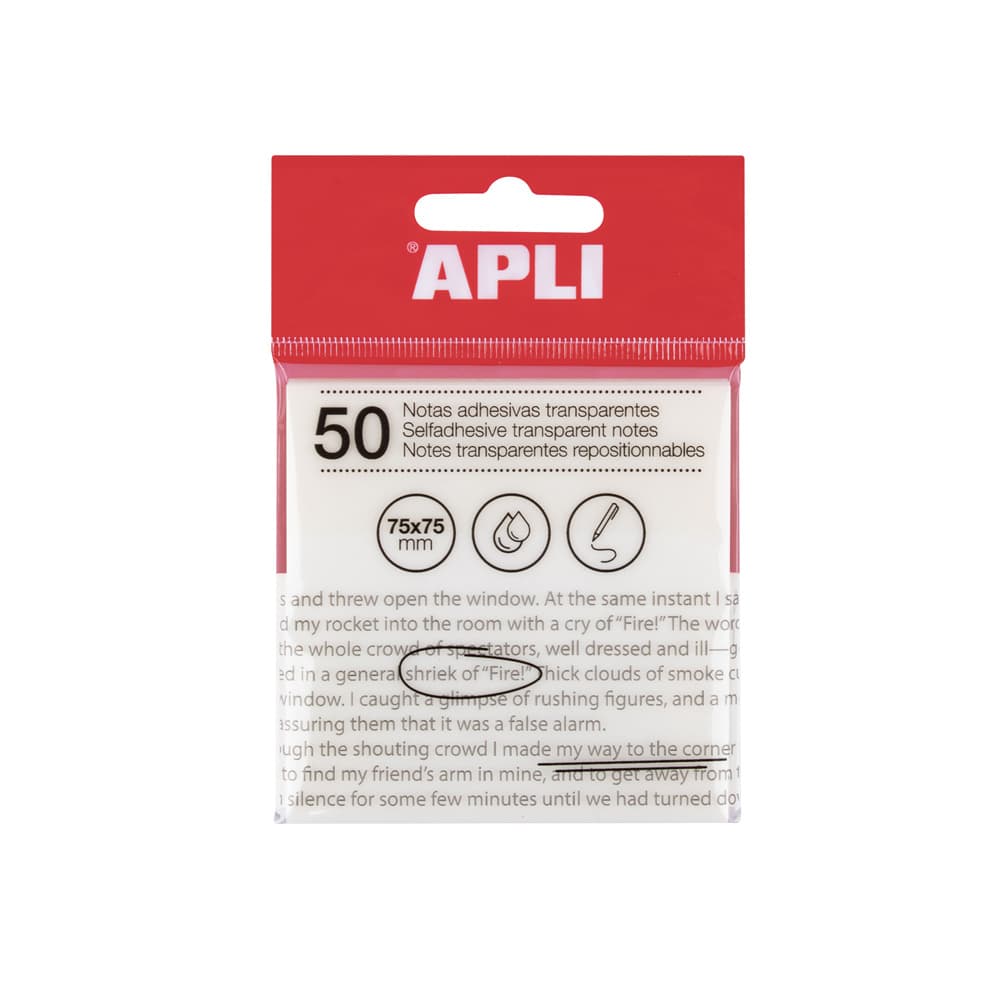 Bloco Notas Aderentes 075x075mm Film Apli Transparente 50Fls