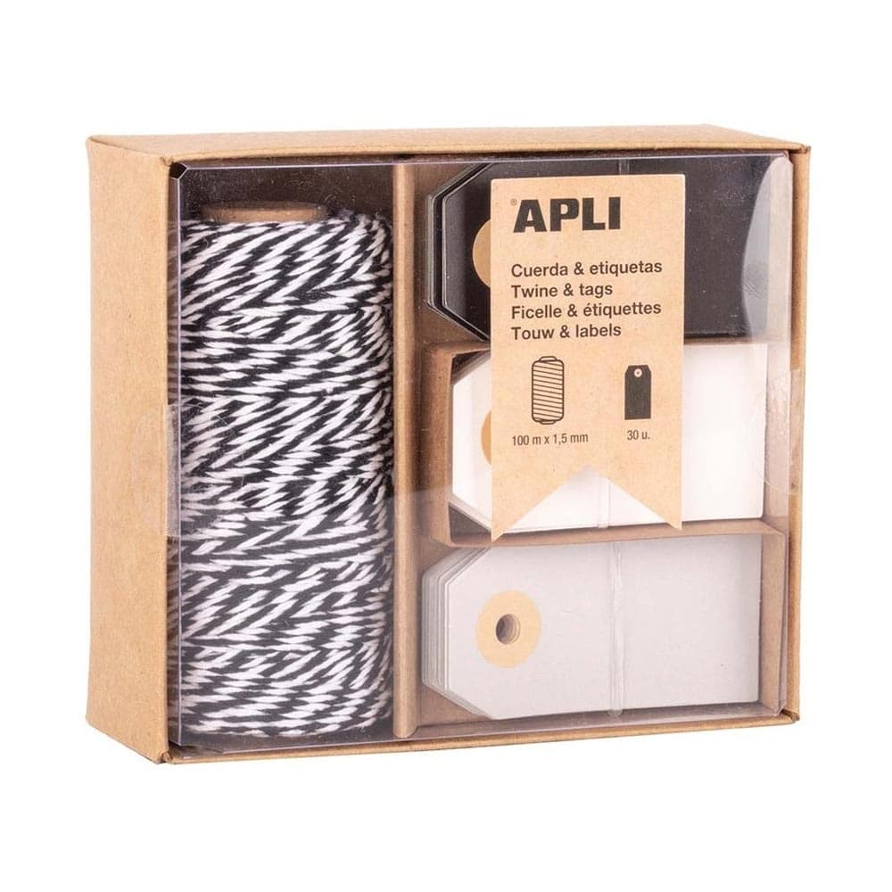 Fio Embrulho Algodão Preto/Branco Rolo 100m+30 Etiquetas