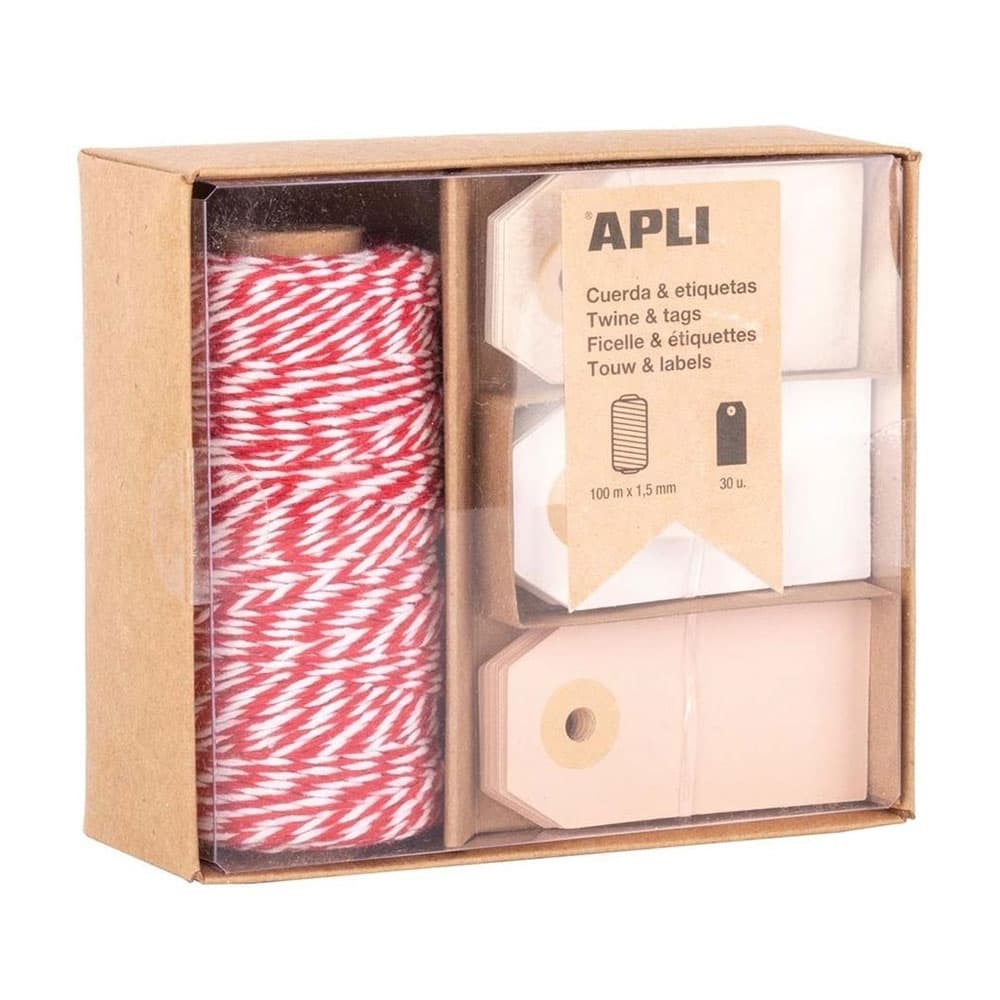 Fio Embrulho Algodão Vermelho/Branco Rolo 100m+30 Etiquetas
