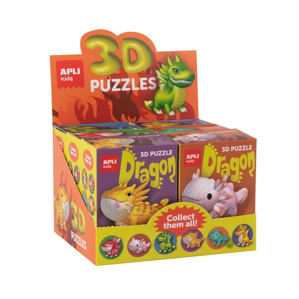 Jogo Puzzle Apli Kids 3D Dragões Expositor 6un