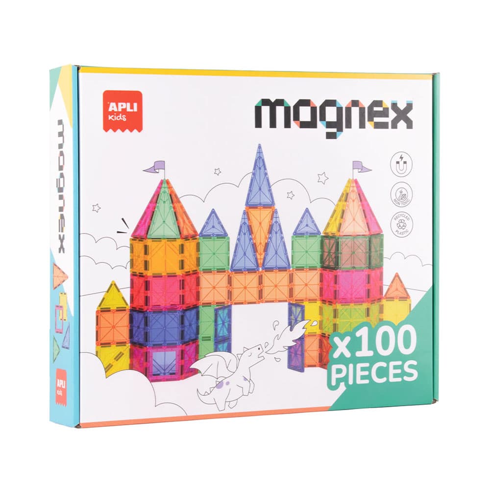 Jogo Blocos Magnéticos Magnex Apli 100 peças