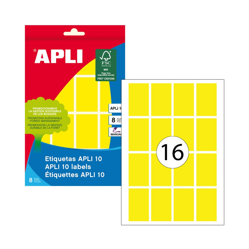 Etiquetas 025x040mm 8Fls A5 Amarelo Apli 128un