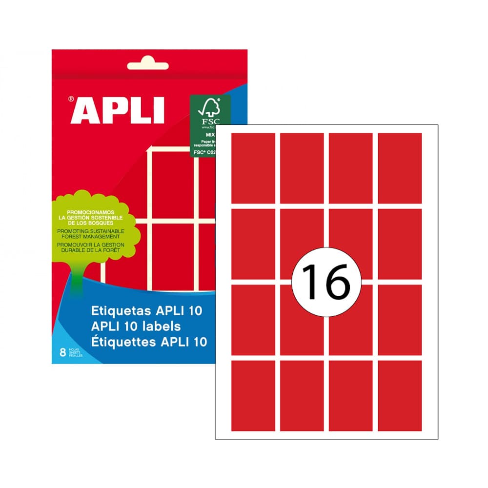 Etiquetas 025x040mm 8Fls A5 Vermelho Apli 125un