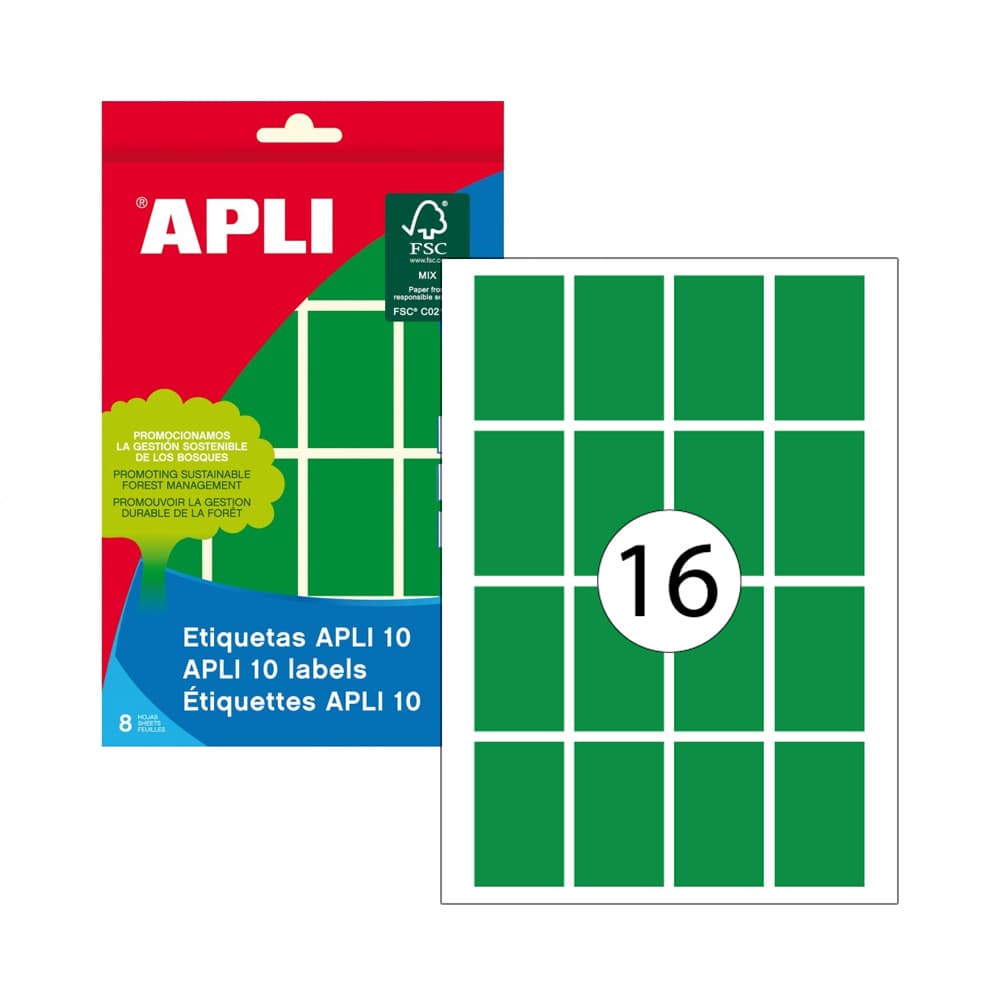 Etiquetas 025x040mm 8Fls A5 Verde Apli 128un