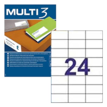 Etiquetas 070x037mm 100Fls A4 Multi3 2400un