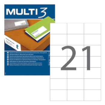 Etiquetas 070x042,4mm 100Fls A4 Multi3 2100un