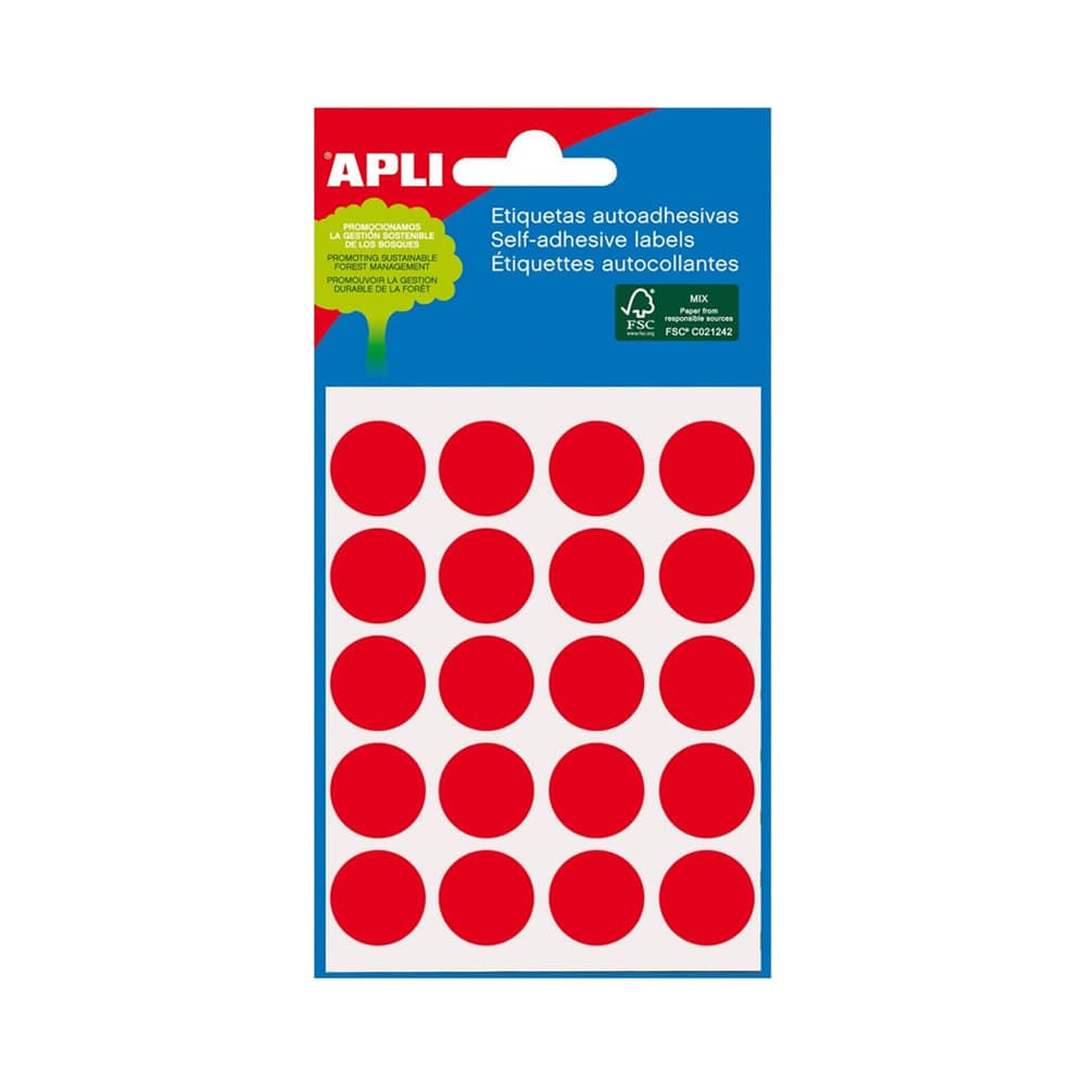 Etiquetas Redondas 19mm Vermelho Apli 2065 100un