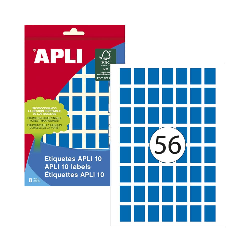 Etiquetas 012x018mm 8Fls Azul Apli 448un