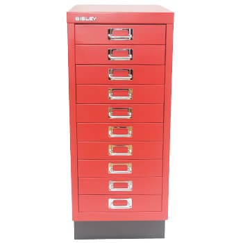 Móvel Metal 673x279x429 com 10 Gavetas Vermelho