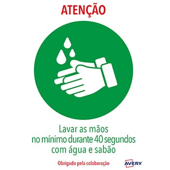 Sinalética Lavar as Mãos Adesivo A4 2un