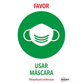 Sinalética Usar Máscara Adesivo A4 2un