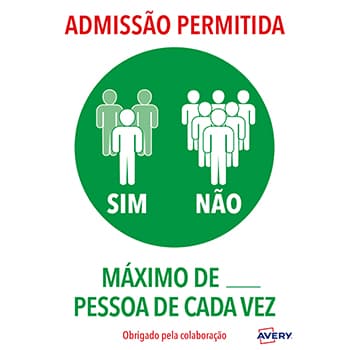 Sinalética Admissão Permitida N Pessoas Adesivo A4 2un