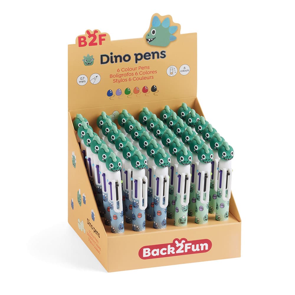 Esferográfica 6 Cores Dinossauro Sortido Expositor 36un