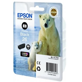 Tinteiro Epson 26 Preto Foto C13T26114010 4,7ml