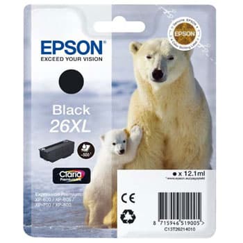 Tinteiro Epson 26XL Preto C13T26214010 12,1ml 500 Pág.